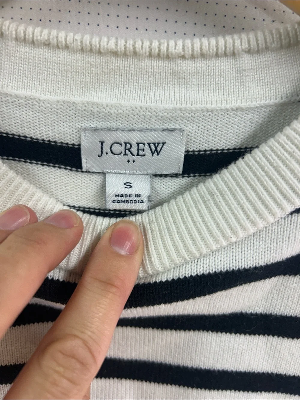 J. Crew White and Black Striped Crewneck Sweater | S